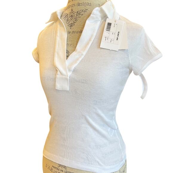 HELMUT LANG Women's Strappy Cap Sleeve Polo White S NWT - Picture 5 of 7